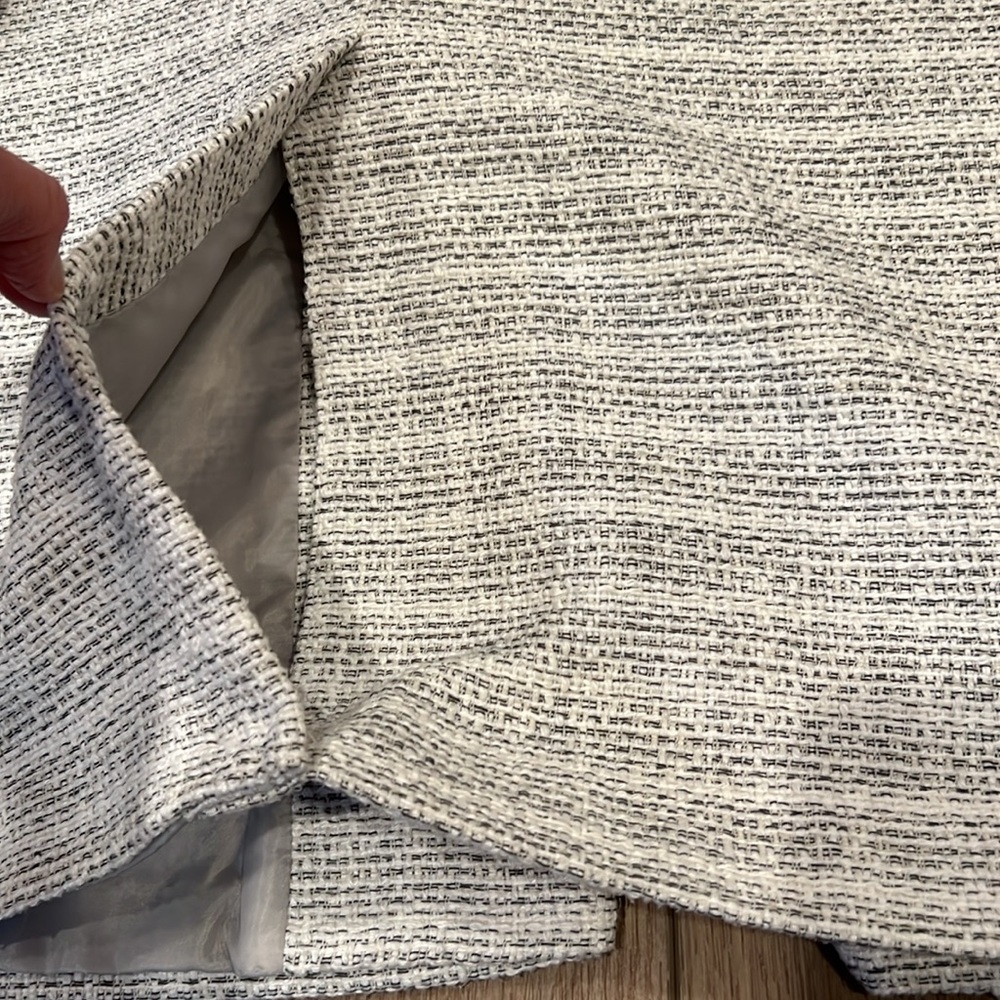 ASOS Long Tweed Blazer Jacket Pockets Size 6 White and Black Corpcore Work - Picture 15 of 16